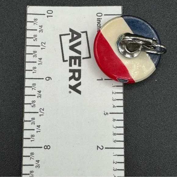 Patriotic Vintage  Red White and Blue Enamel Clip On Earrings - Picture 7 of 9